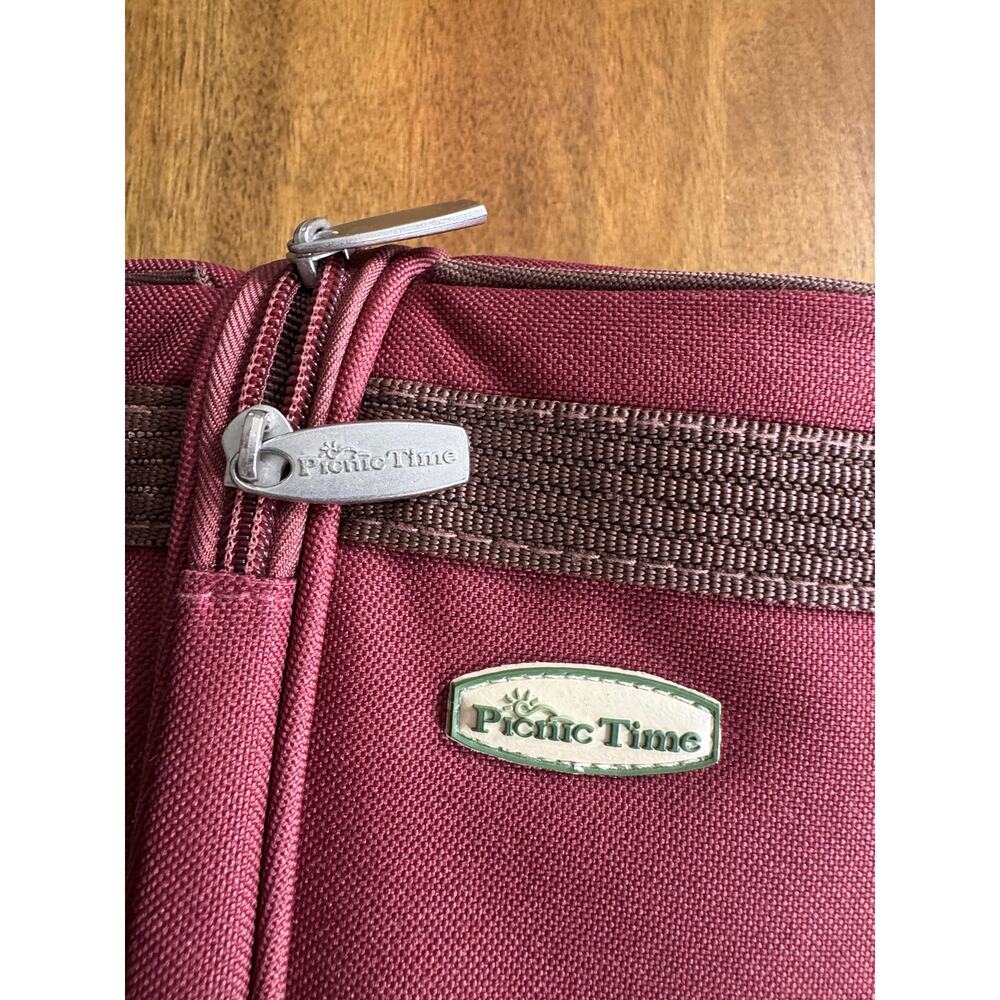 Picnic Time Wine Tote Insulated Bottle Carrier Burgundy Travel Case - Picture 10 of 10